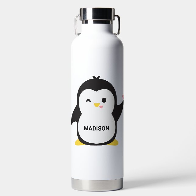 Bouteille D'eau Nom personnalisé Cute Penguin (Avant)