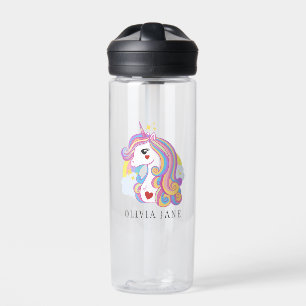 Bouteille D'eau Nom personnalisé Cute Unicorn Rainbow