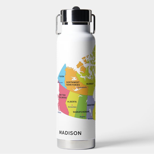 Bouteille D'eau Nom personnalisé de la carte Canada (Salle de sport)
