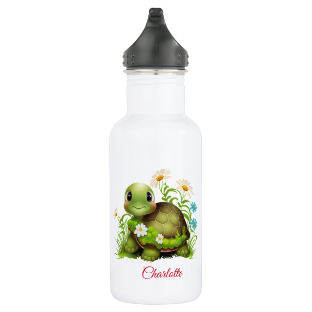 Bouteille D'eau Nom personnalisé de la tortue mûre (Droite)