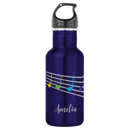 Bouteille D'eau Nom personnalisé de l'enseignant Musique Notes arc