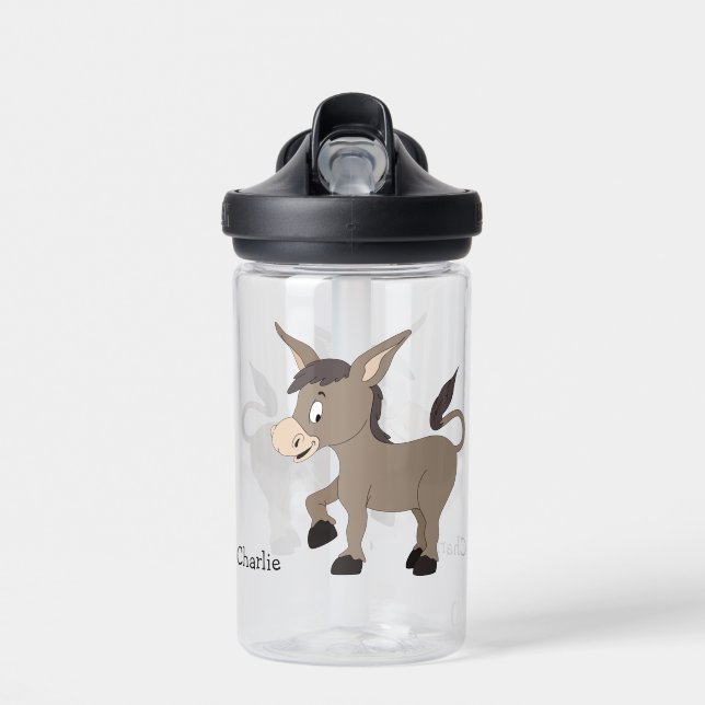 Bouteille D'eau Nom personnalisé de l'illustration Donkey (Avant)