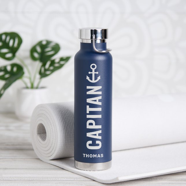 Bouteille D'eau Nom personnalisé du capitaine marin (Yoga)
