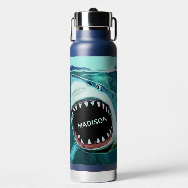 Bouteille D'eau Nom personnalisé du requin effrayant (Salle de sport)