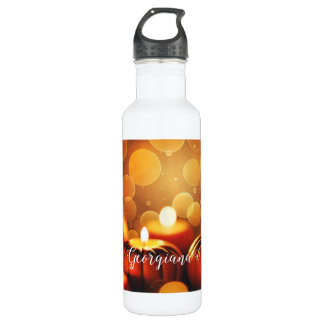 Bouteille D'eau Nom personnalisé Effet Bokeh automatique Citrouill
