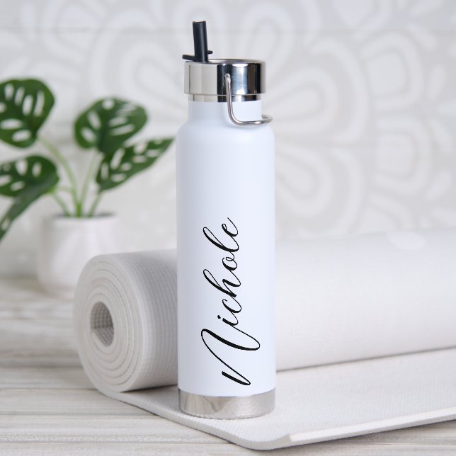 Bouteille D'eau Nom personnalisé Élégant Script Typographie modern (Yoga)
