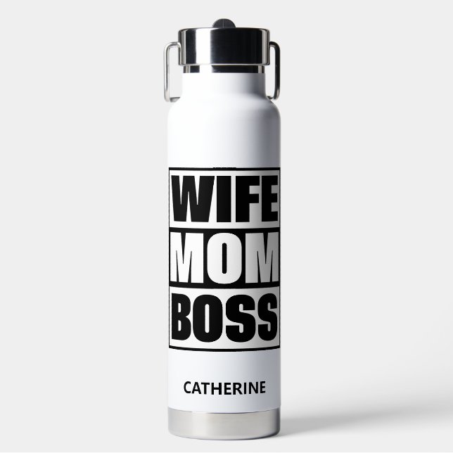 Bouteille D'eau Nom personnalisé Femme - Maman - Patron (Salle de sport)