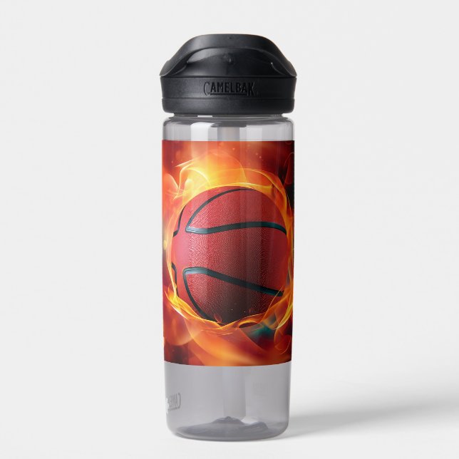 Bouteille D'eau Nom personnalisé Flaming Basketball (Arrière)