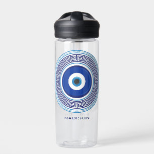 Bouteille D'eau Nom personnalisé grec Motif mal oeil Nazar