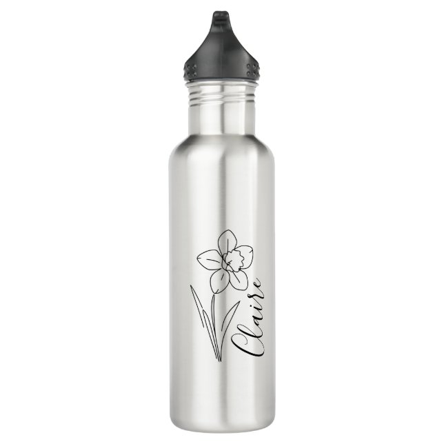 Bouteille D'eau Nom personnalisé Jonquille de mars Fleur de naissa (Droite)