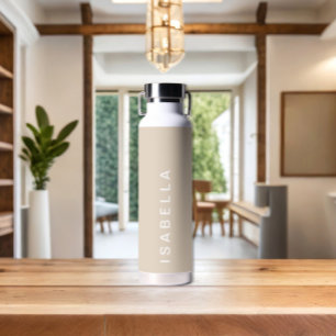 Bouteille D'eau Nom personnalisé minimal moderne beige