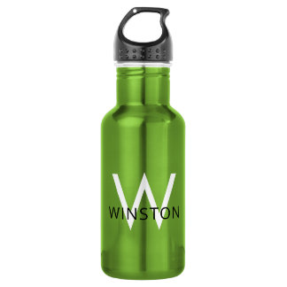 Bouteille D'eau Nom personnalisé Moderne Simple Monogramme Sports
