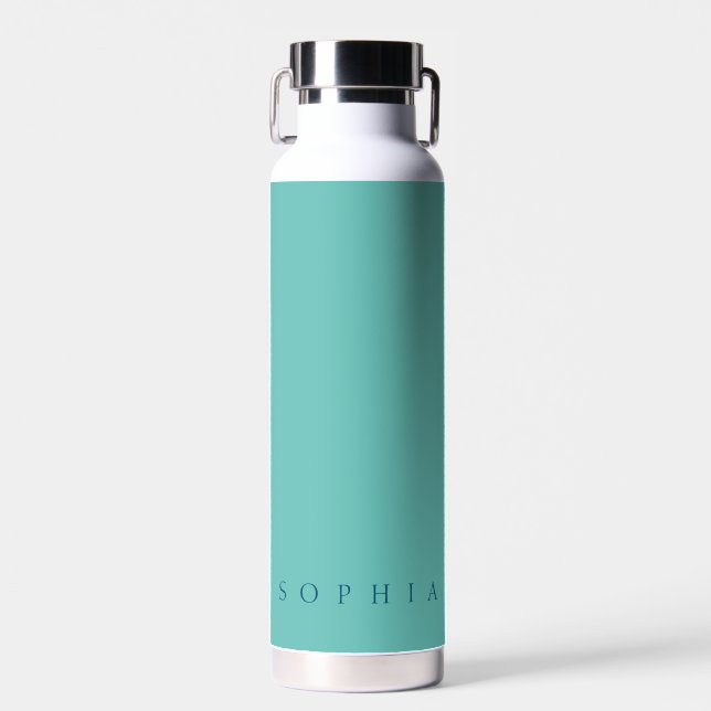 Bouteille D'eau Nom personnalisé moderne Turquoise et bleu (Avant)