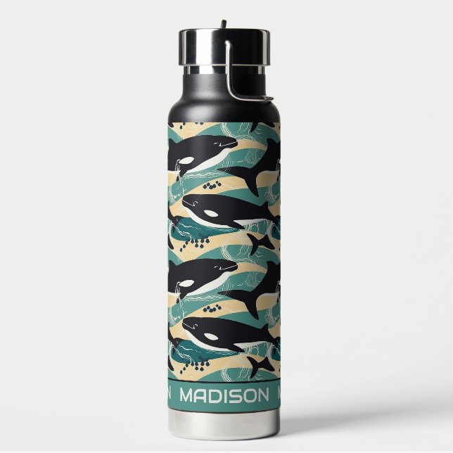 Bouteille D'eau Nom personnalisé Motif baleines (Gym)