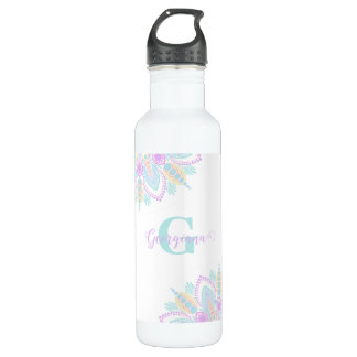 Bouteille D'eau Nom personnalisé Pastel Rainbow Floral Sundae Mand