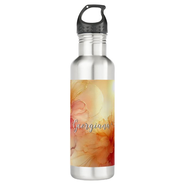 Bouteille D'eau Nom personnalisé Pêcher framboise Floral Alcool En (Devant)