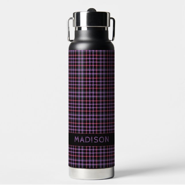 Bouteille D'eau Nom personnalisé Plaid / Tartan Motif (Salle de sport)