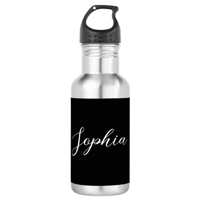 Bouteille D'eau Nom personnalisé Script Black Mariage Eau (Devant)