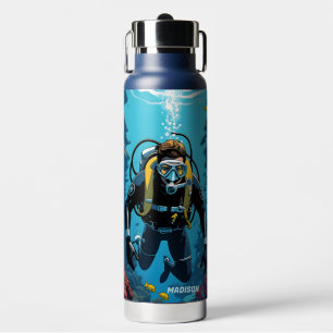 Bouteille D'eau Nom personnalisé Scuba Diver