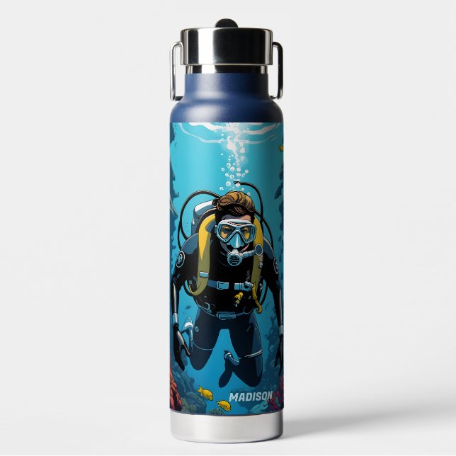 Bouteille D'eau Nom personnalisé Scuba Diver (Salle de sport)