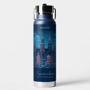 Bouteille D'eau Nom personnalisé / Texte Amsterdam