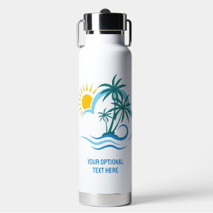 Bouteille D'eau Nom personnalisé & Texte Îles tropicales