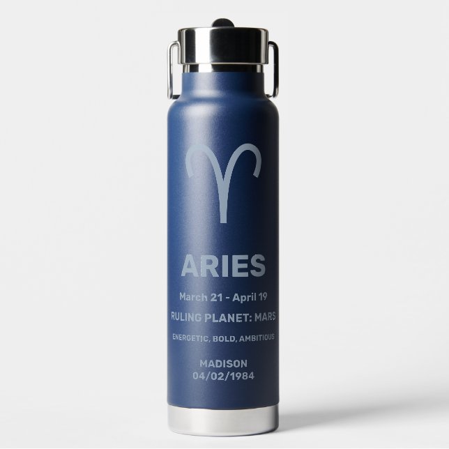 Bouteille D'eau Nom personnalisé / Texte Zodiac Signes (Salle de sport)