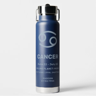 Bouteille D'eau Nom personnalisé / Texte Zodiaque Signal Cancer
