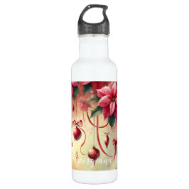 Bouteille D'eau Nom personnalisé Whimsica Poinsettia Baubles de No