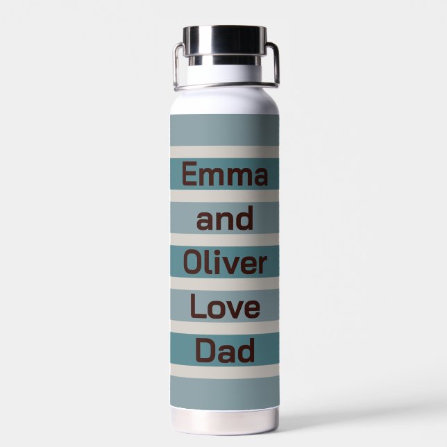 Bouteille D'eau Noms d'enfants Amour Papa Bleu Stripes (Arrière)
