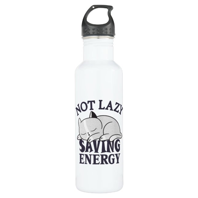 Bouteille D'eau Not lazy, Saving Energy Cat (Devant)