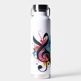 BOUTEILLE D'EAU NOTES DE MUSIQUE COLORÉES BRILLANTES ET NETTOYAGE