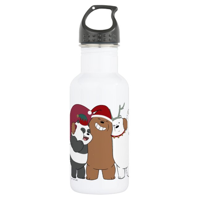 Bouteille D'eau Nous Ours Nus - Bonnes Fêtes (Devant)
