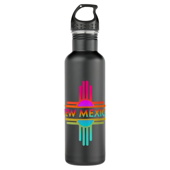 Bouteille D'eau Nouveau-Mexique State Zia Symbole Design (Devant)