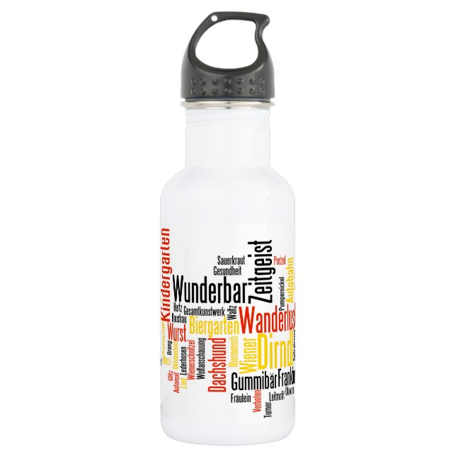 Bouteille D'eau Nuage allemand de mot - Deutsche Wortwolke (Devant)