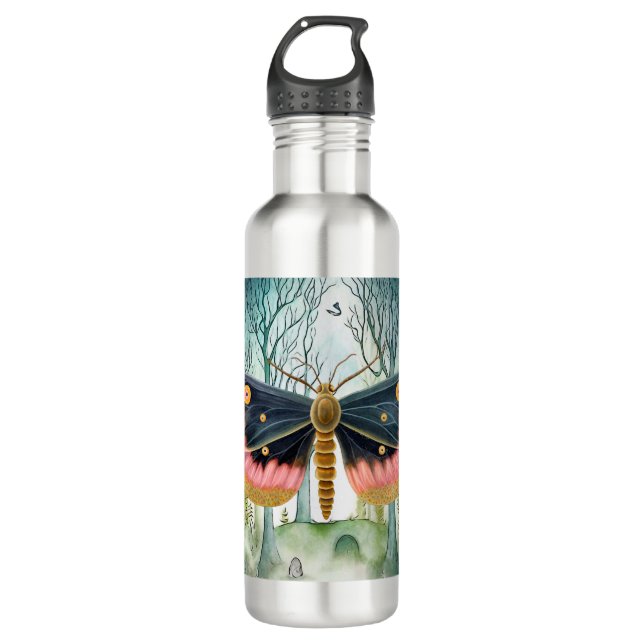 Bouteille D'eau Nuit de la forêt de Moth Rose (Devant)