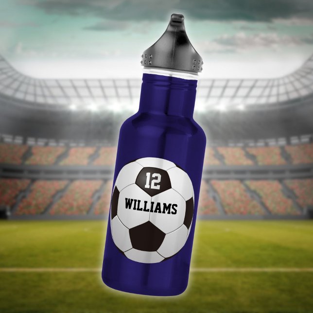 Bouteille D'eau Numéro de nom personnalisé Soccer Ball (Personalized Name Number Soccer Ball Stainless Steel Water Bottle)