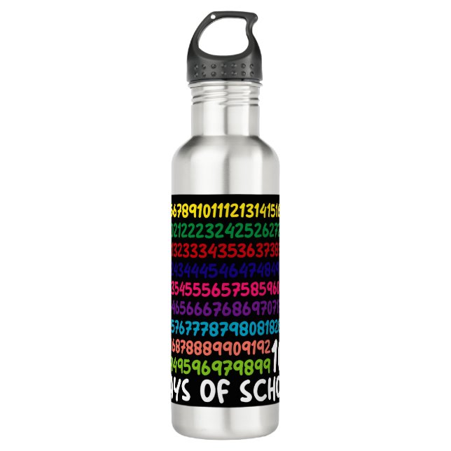 Bouteille D'eau Numéros mathématiques 100e Jour de l'école Enseign (Devant)