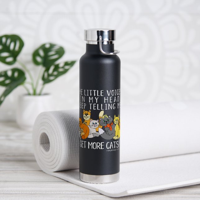 Bouteille D'eau Obtenir Plus De Chats Drôle Dire Noir (Yoga)