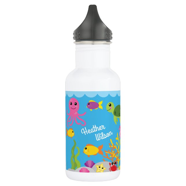 Bouteille D'eau Ocean Animals Cute Kids Water Bottle avec nom (Gauche)