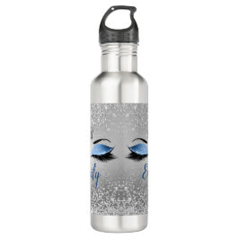 Bouteille D'eau Océan bleu bleu Parties scintillant yeux Monogramm