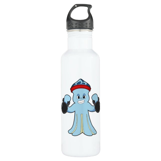 Bouteille D'eau Octopus comme Bodybuilder avec des cloches (Devant)