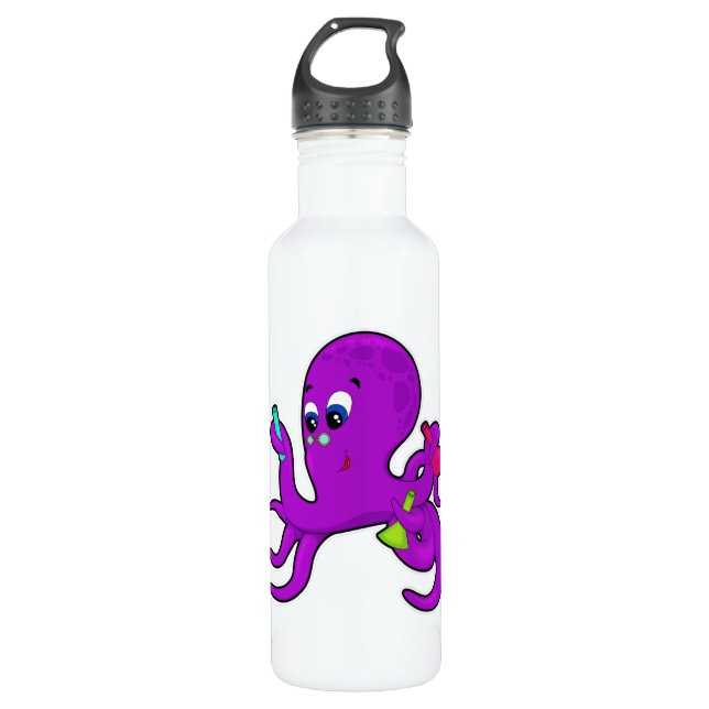 Bouteille D'eau Octopus comme enseignant avec équipement de labora (Devant)