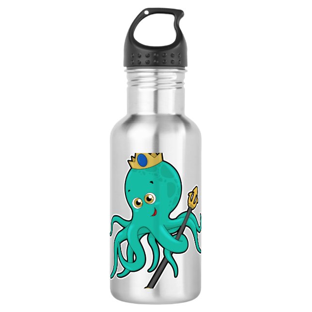 Bouteille D'eau Octopus comme roi avec Trident (Devant)