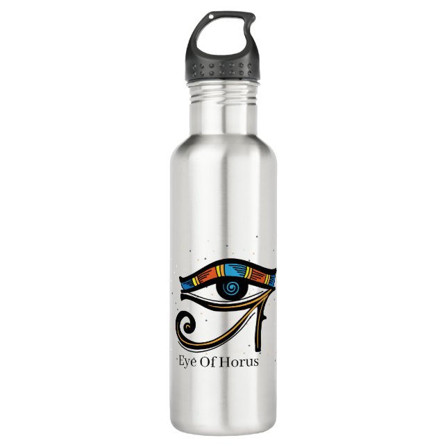 Bouteille D'eau OEil de Horus sur papyrus, hiéroglyphes égyptiens (Devant)