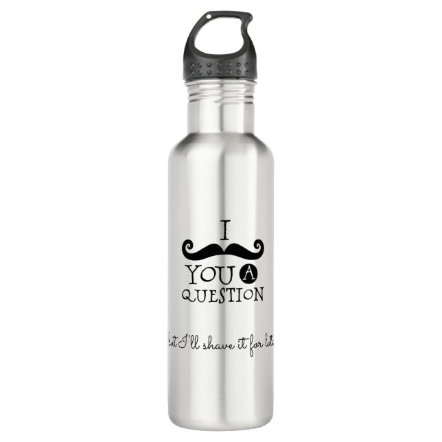 Bouteille D'eau Oeuf Robin noir Humour Moustache bleu (Devant)