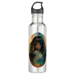 Bouteille D'eau Oeuvre d'Anime Girl entourée de Rainbow Light