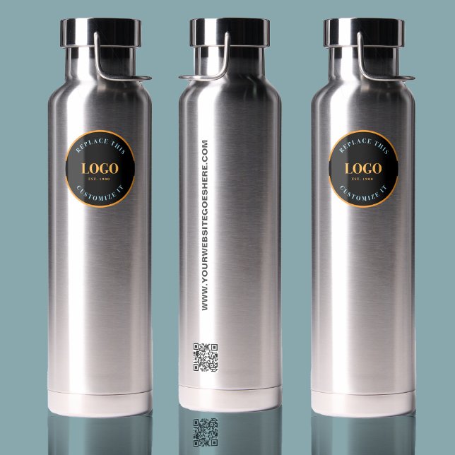 Bouteille D'eau Offre de salons Simple Business Logo Code QR (Stainless steel branded water bottles with business logo, website and QR code.)