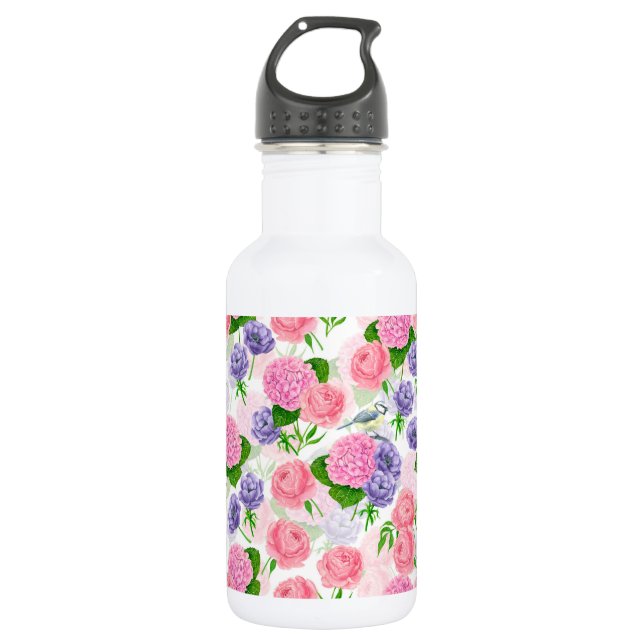 Bouteille D'eau Oiseau et fleurs (Devant)