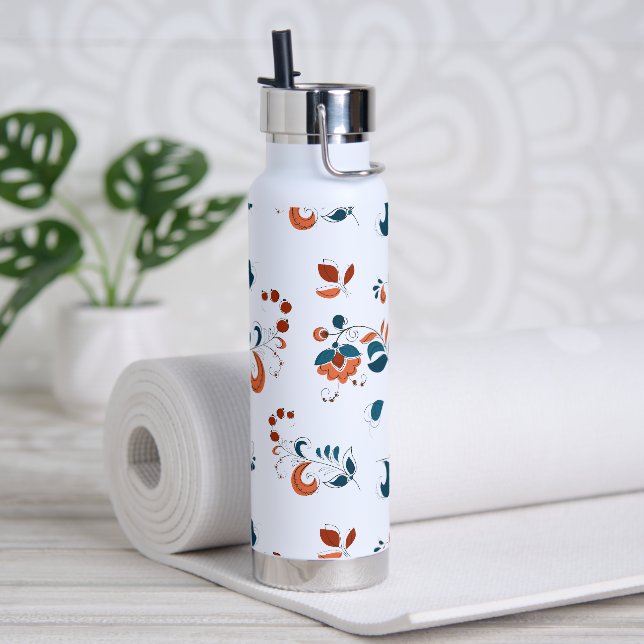 Bouteille D'eau Oiseaux et baies à la russe (Yoga (pivotée))